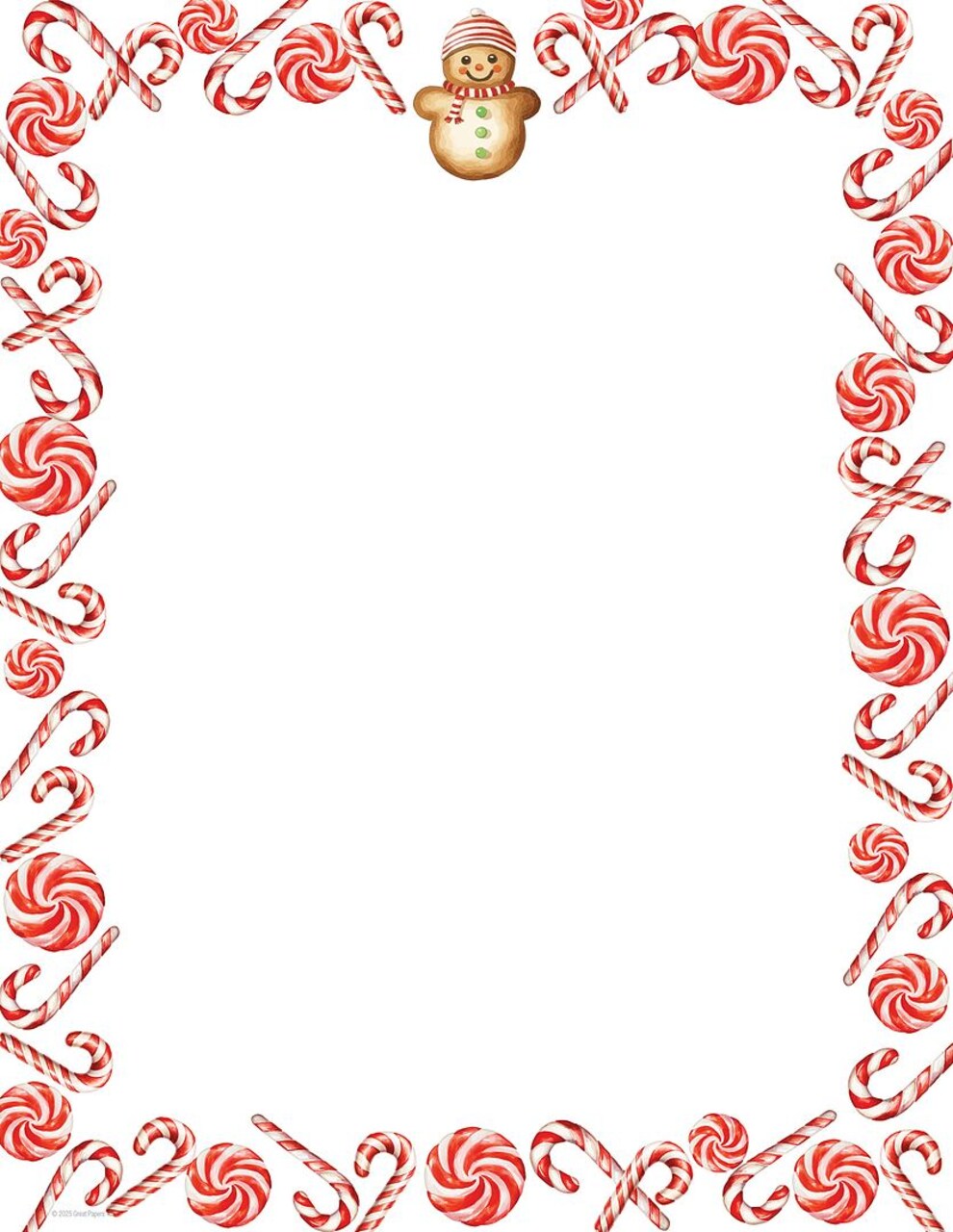Great Papers! Stationery Holiday Letterhead, Peppermint and Snowman, 8.5"x11", Printer Friendly, 50 Sheets